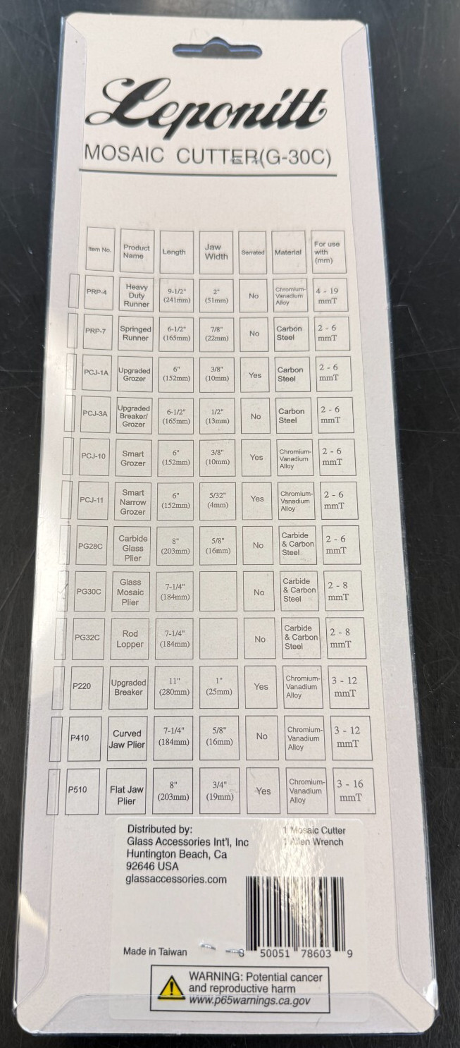 Leponitt Glass Mosaic Tile Cutter Wheeled Nippers Pliers G30C