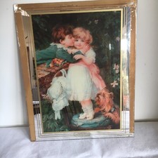 Vintage Pears Soap Advertising Mirror “Over The Garden Wall” Hand Painted 