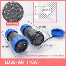 IP68 Waterproof Connector Inline Cable Aviation Plug Socket 2,3,4,5,6,7,9 11 Pin