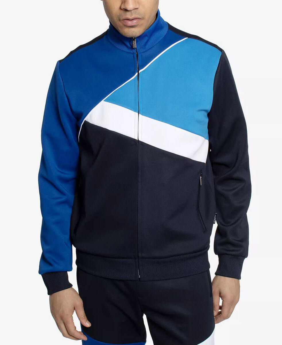 Sean John Men's Color Blocked Track Jacket in Night Sky-Size Sean John Men's Color Blocked Track Jacket in Night Sky-Size