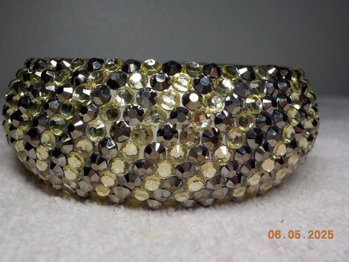 CRYSTAL AND HEMATITE RHINESTONE STUDDED BANGLE - Picture 7 of 13