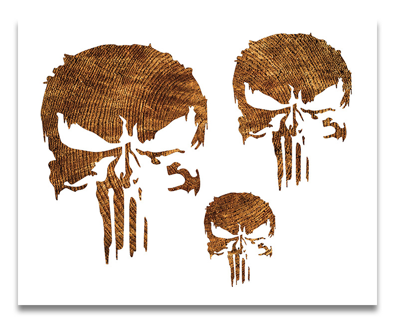 Punisher Stencil Design on Durable Mylar - Reusable Skull Stencil