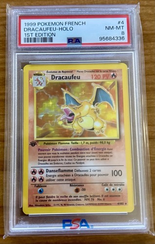 Pokémon Charizard (Dracaufeu) #4 - French Base Set 1st Edition Holo Rare - PSA 8 - Picture 2 of 3