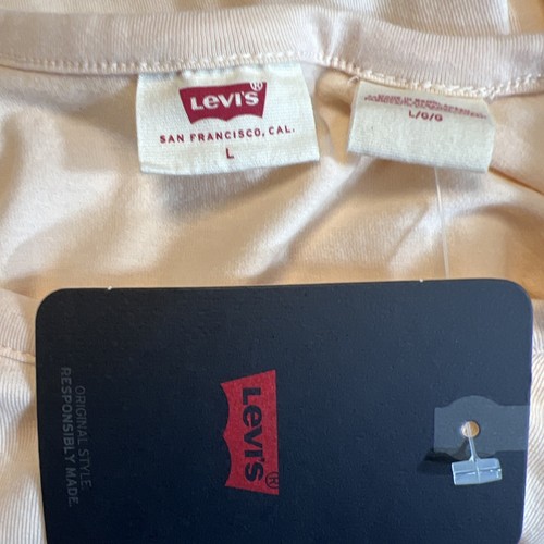 Levi's Women's Short Puff Sleeve Crew Neck Cropped Top Blouse Shirt Size Large - Picture 6 of 10
