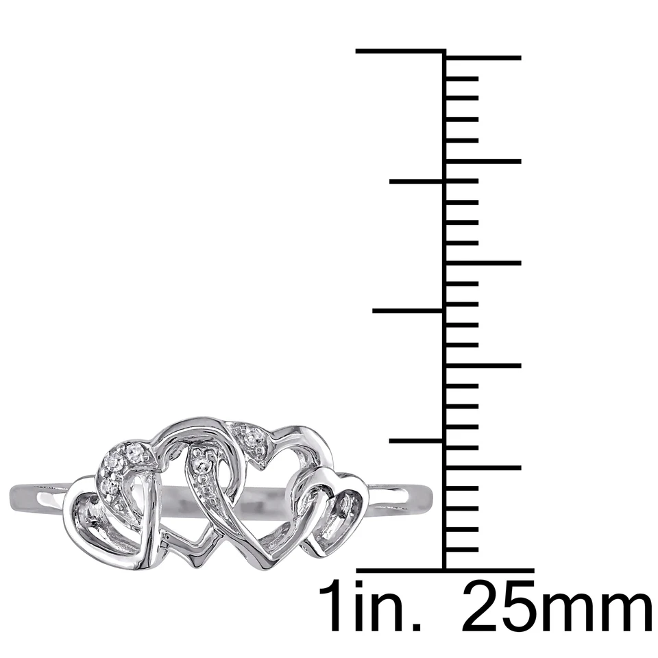 Amour 10k White Gold Diamond Entwined Heart Ring - Image 3 of 4