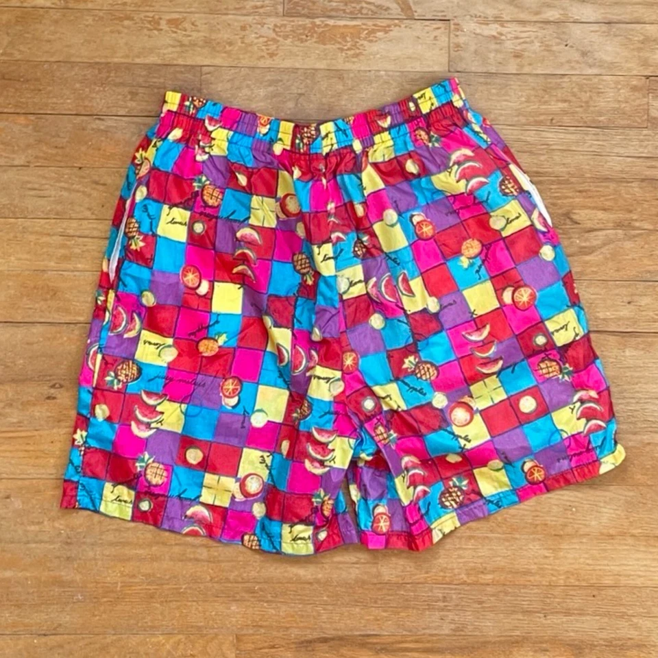 Pantalones cortos deportivos vintage con estampado de frutas para mujer talla grande 29-32" cintura alta elástica Foto 3 de 3