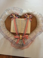 Vintage MCM Handcrafted Bible Heart Lace Decor Romans Beautiful Mcm