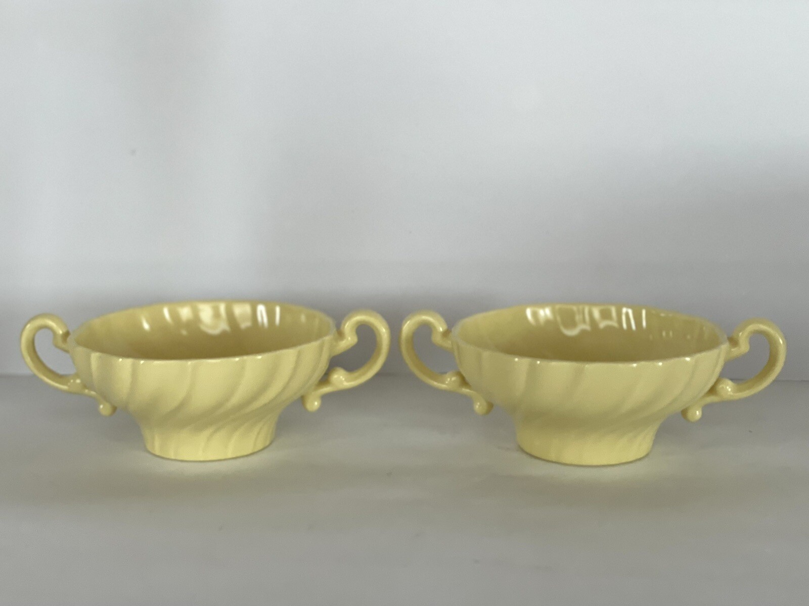 1940's Franciscan Coronado Yellow Cream Soup Bowls with Swirl Design ...