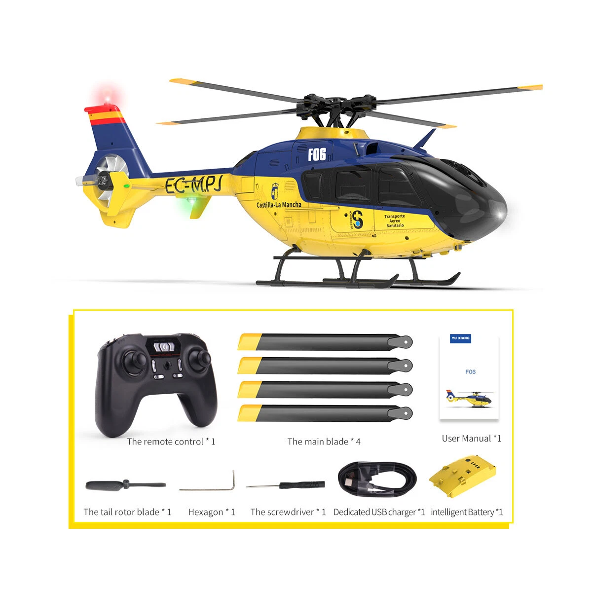 EC135 RC Helicopter w Light 1 36 F06 2.4G 6CH Direct Drive