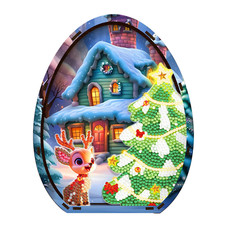 3D DIY Christmas Reindeer Scene Diamond Art Painting Kit Wooden Table Top