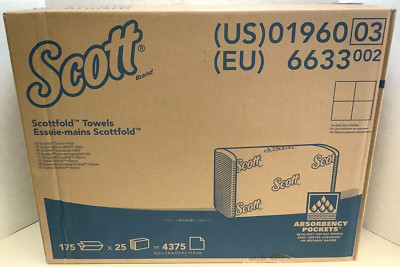 Scott 01960 SCOTTFOLD Paper Towels, 7.8x 12.4, White, 175 Towels/Pack, 25 Packs