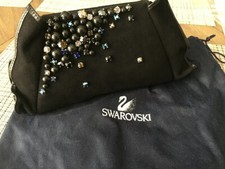 Nwt Swarovski Crystal Clutch Purse Leather Trim