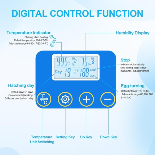 HBN 18 Egg Incubator with Temperature Control, Automatic Egg Turning & Humidity - Picture 2 of 9