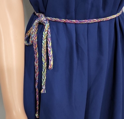 ANTHROPOLOGIE ESLEY Blue Sleeveless Colourful Knit Neckline A-Line Dress Size M - Picture 5 of 10