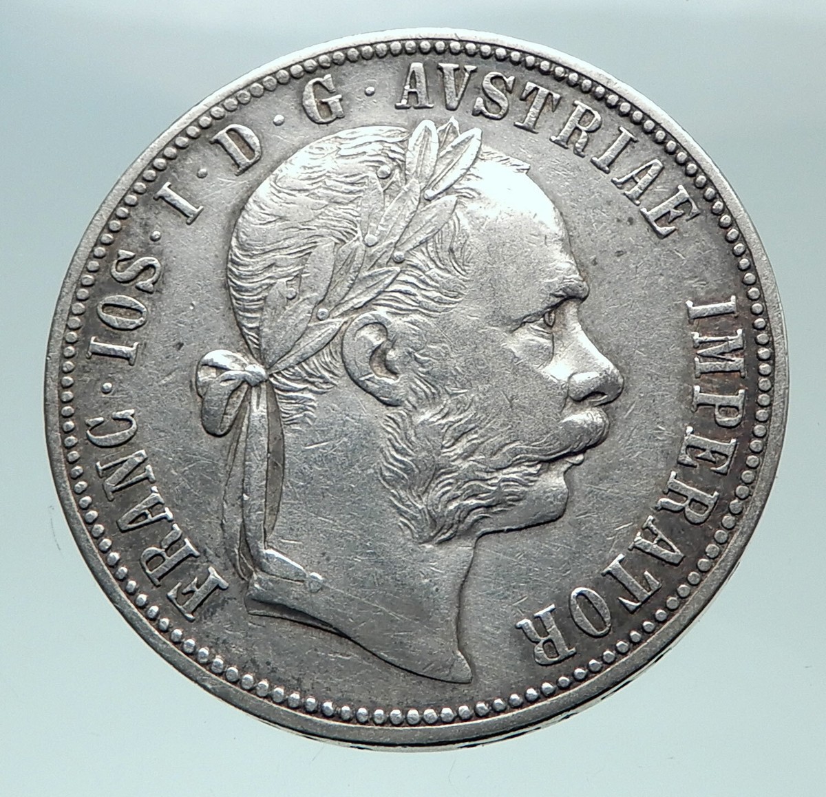 1888 AUSTRIA w King FRANZ JOSEPH I Antique Genuine Silver 1 Florin