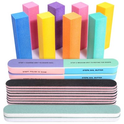 Nail Files Buffers 20pc Manicure Tool Kit Sanding Buffer Block Emery Board Polis