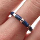 925 Sterling Silver Vintage Real Lapis Band Ring Size 6