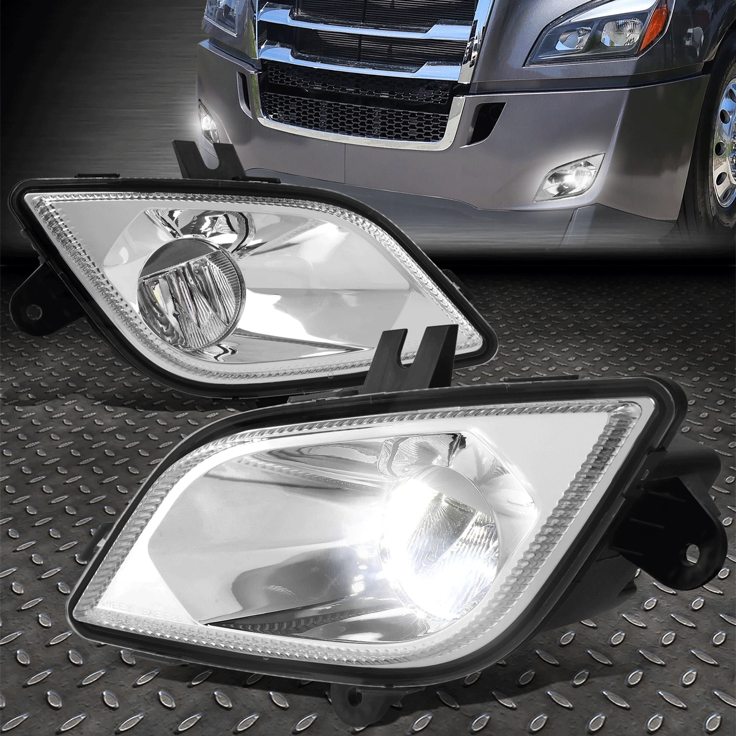 FOR 18-24 Freightliner Cascadia LED Front Bumper Fog Light Driving Lamps Chrome