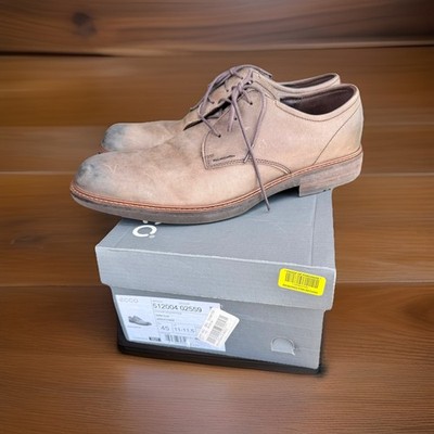Men's 11 11.5 45 Ecco Kenton Derby Clay Brown Leather Shoes Oxford Tie Distresse