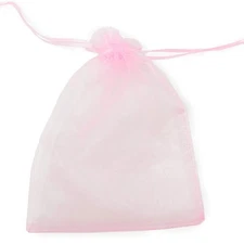 Allgala 100 Count Pink Organza Gift Bags with Drawstring, 6x8 Inches