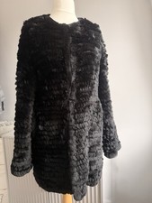 Black Real Rabbit Fur Coat Size M