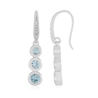 Cavill Silberohrringe Damen 925 Sterling Zirkon 1,54Ct Hellblau Rund
