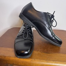 Florsheim Memory Foam Black Leather Reveal Square Toe Oxford Shoes Boys 1M