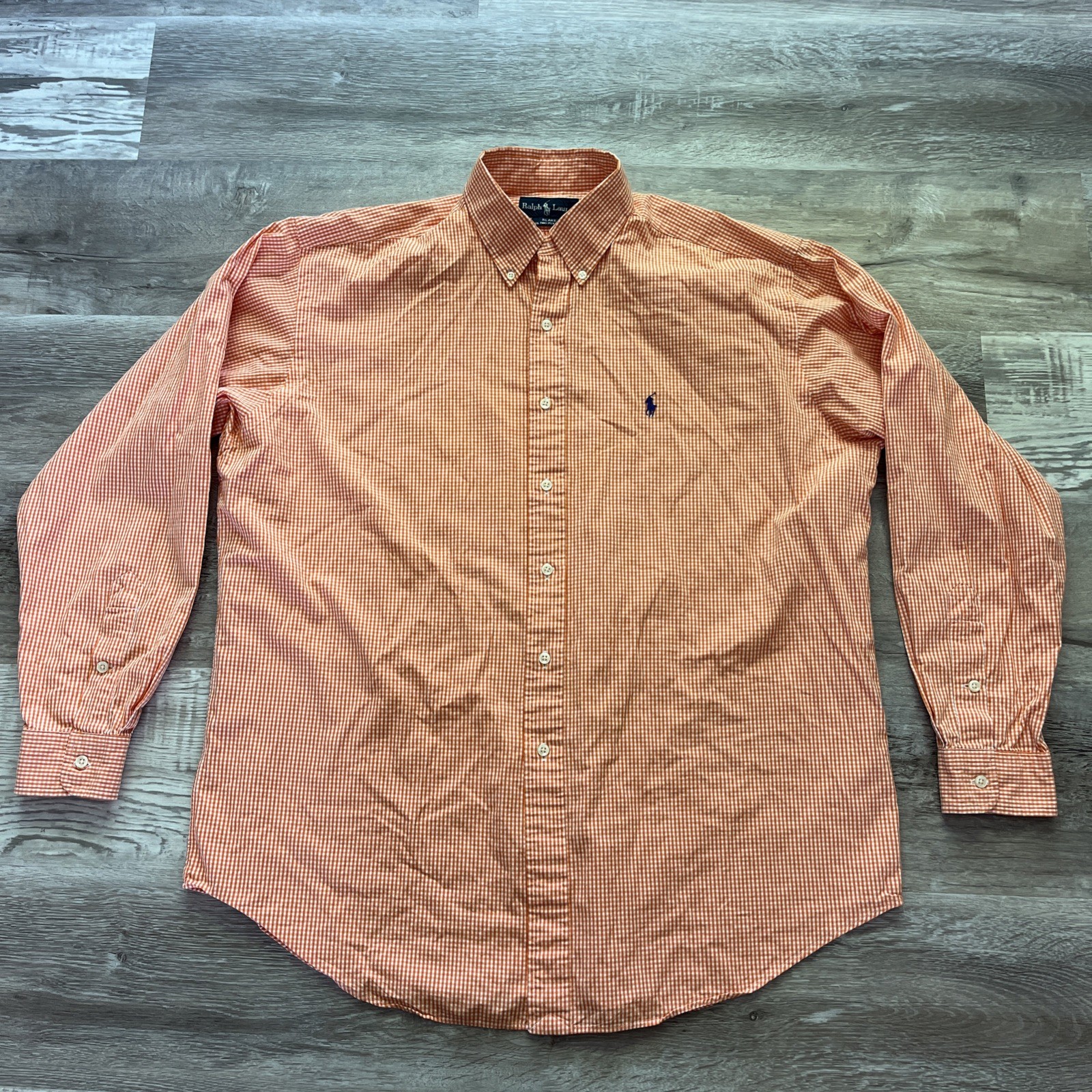Ralph Lauren Polo Sport Blake Orange Long Sleeves Button-up Shirt Mens Large