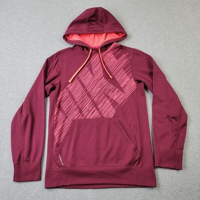 Nike Therma-Fit Hoodie Womens XS Performance Burgundy Graphic Pockets Pullover