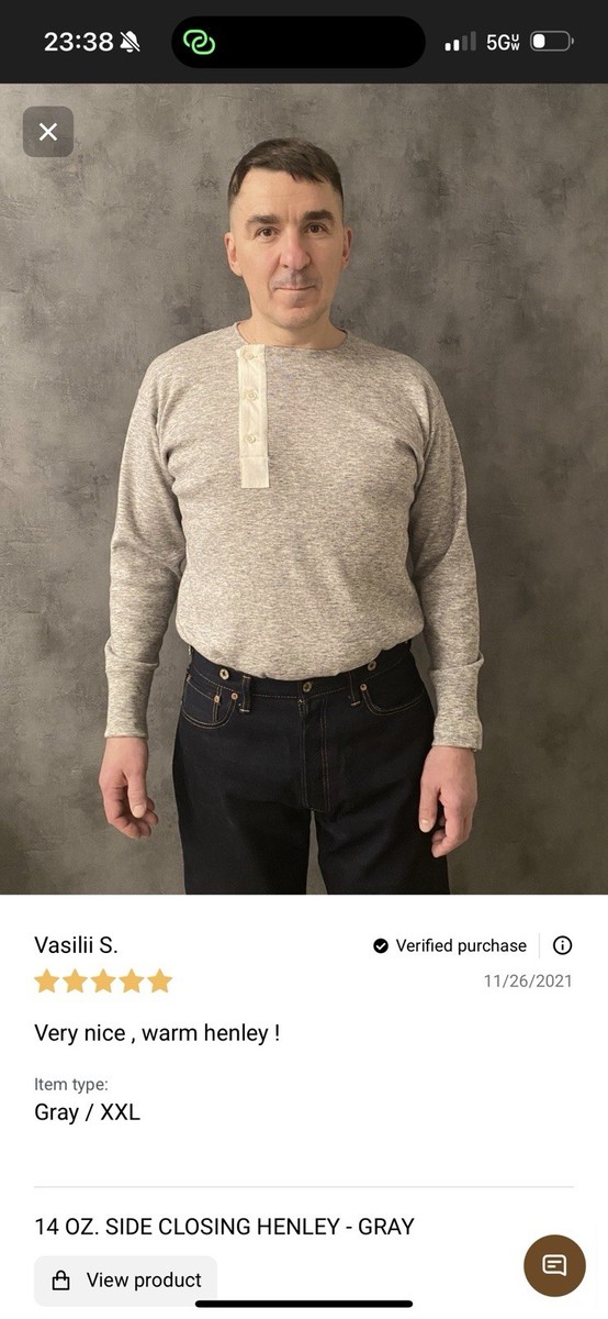 100% Cotton VINTAGE Henley Shirt Apricot Bronson Long Sleeve