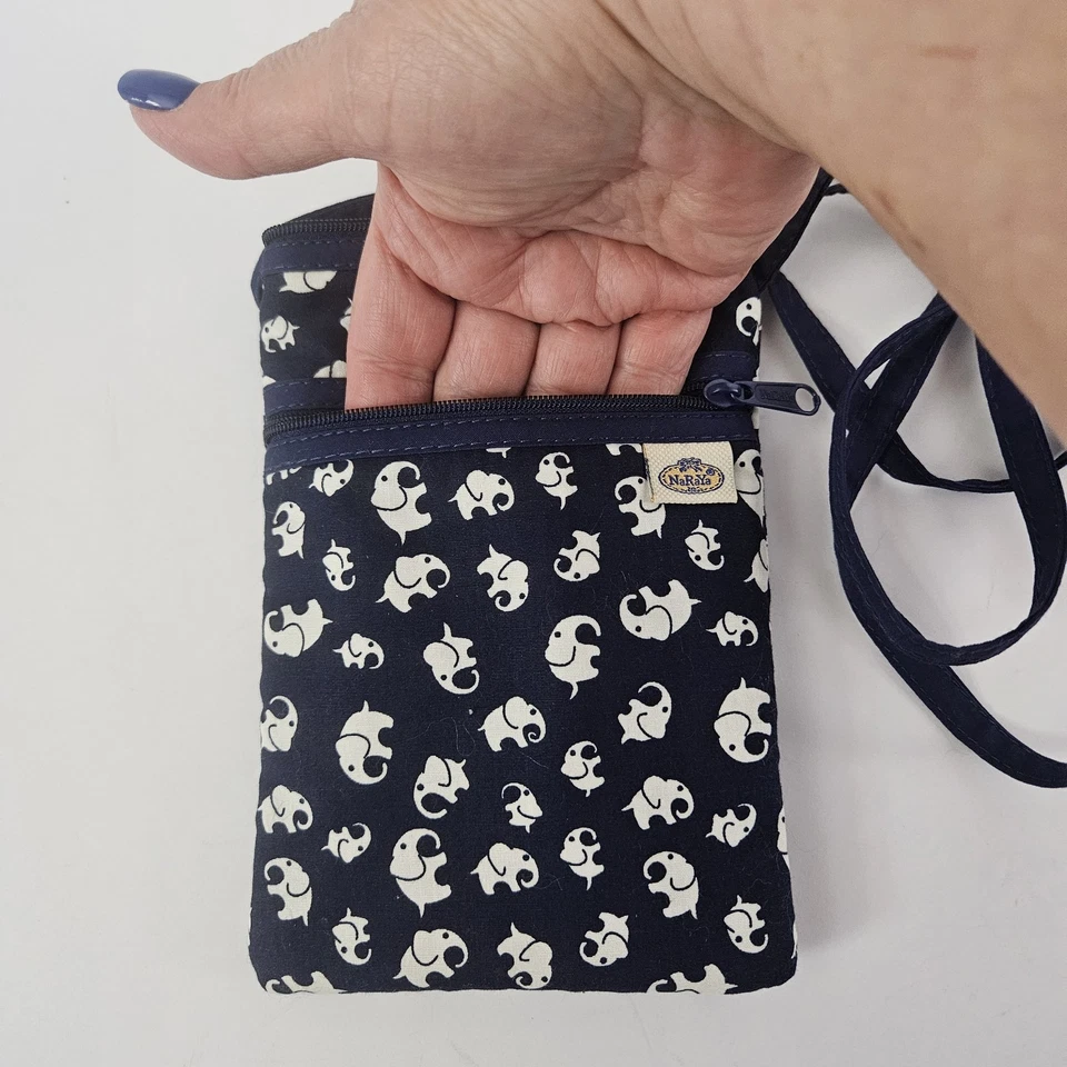 Bolsa tiracolo NaRaYa BOHO branca elefante azul marinho com 2 zíperes TÃO FOFA! - Imagem 3 de 4