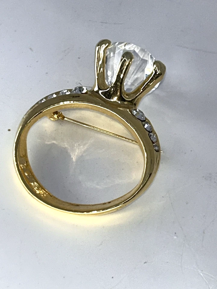 New Years Giant Golden Faux Diamond "Will You Marry Me" Wedding Ring Pin 4X3" - Image 3 of 4