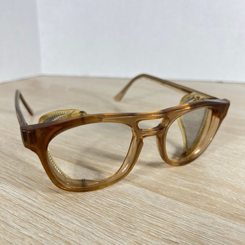 Vintage Titmus Flexi-Fit Z87 6 Safety Glasses Light Brown Horn Rimmed 52-20