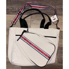 NWT Lulla Pickleball Tote Bag with Removable Cover Crossbody Strap - White