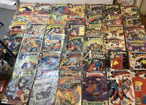 Superman DC Comic Book Lot Of 40 Vintage Comics From Late 80s & Early 90s READ
