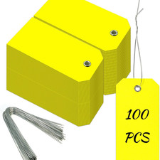 100 Pieces Plastic Shipping Tags with Reinforced Wire Blank Heavy Duty Shipping