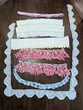 LOTTO/8 FINITURE all'uncinetto a mano riciclate da biancheria vintage/USA con modelli diversi x ARTIGIANATO