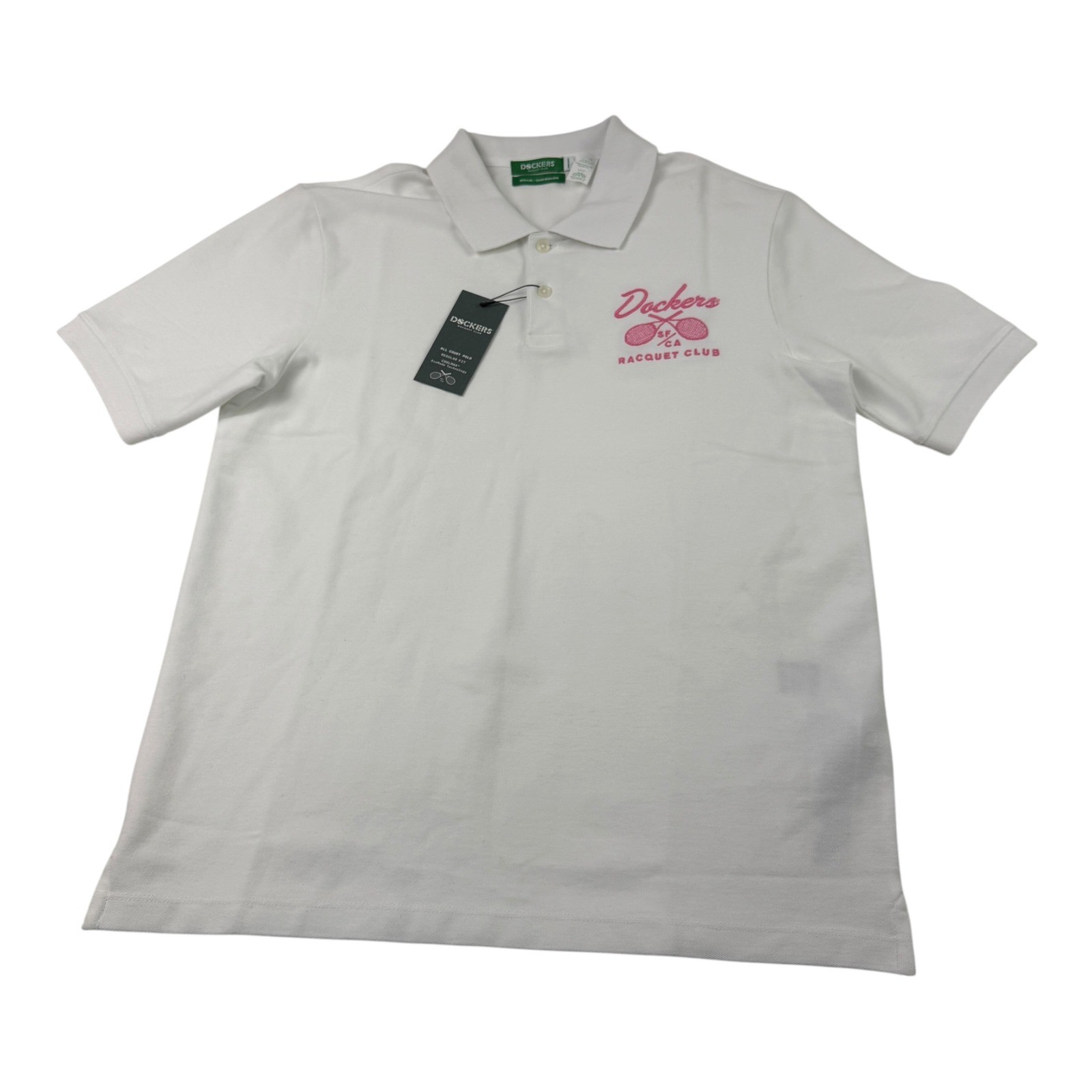 Dockers Racquet Club Mens All Court Polo Shirt White COOLMAX Regular Fit Small image 2