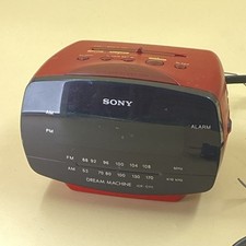 Vintage SONY Dream Machine ICF-C111 AM/FM Alarm Clock Radio Red YellowTheme