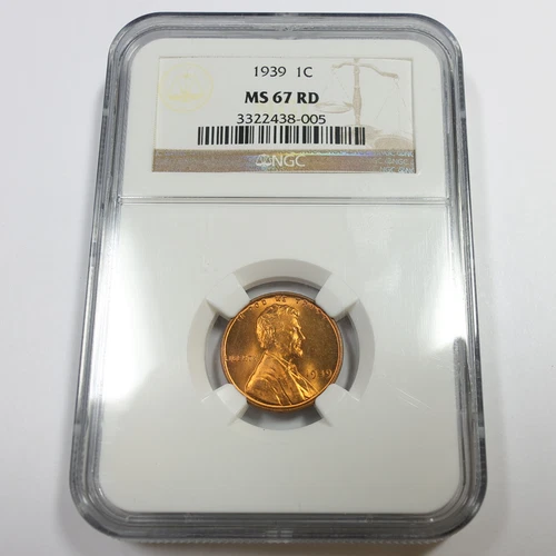 1939 P NGC MS67 RD RED - Lincoln Wheat Penny Cent 1c US Coin #58667B