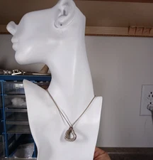 Large David Yurman Cable Classic Heart Pendant and Box Necklace Sterling Silver