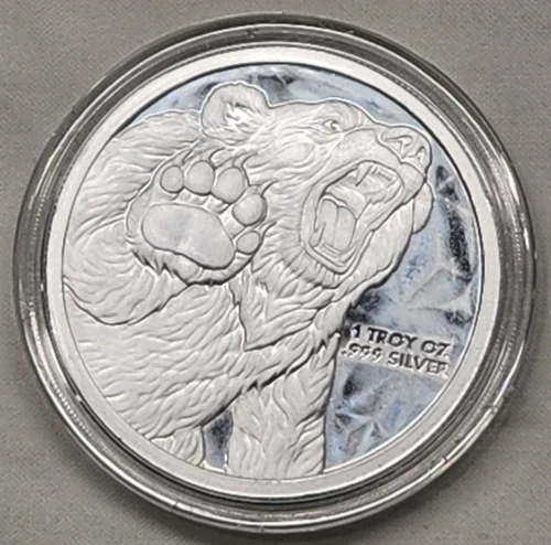 1oz GSM Bear & Bull Stock Market Wall Street BU Silver Round Coin