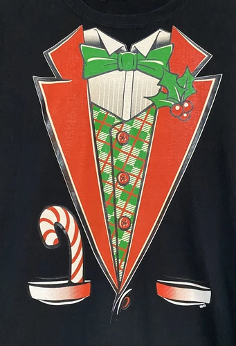 NEW mens tuxedo tshirt size M Black Holiday Christmas party short sleeve shirt image 3