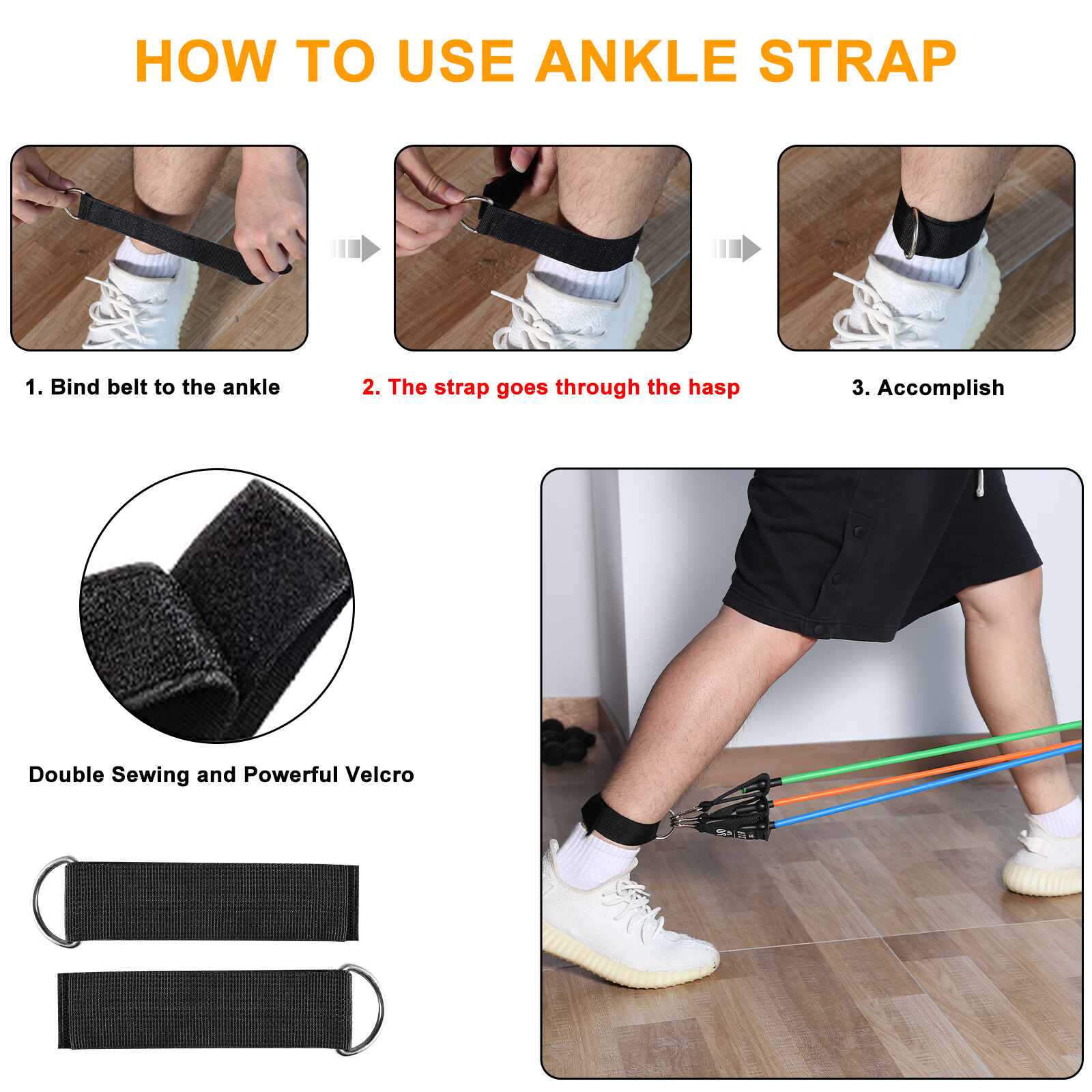 11pcs Heavy Duty Resistance Band Set with Handles, Door Anchor & Ankle Straps