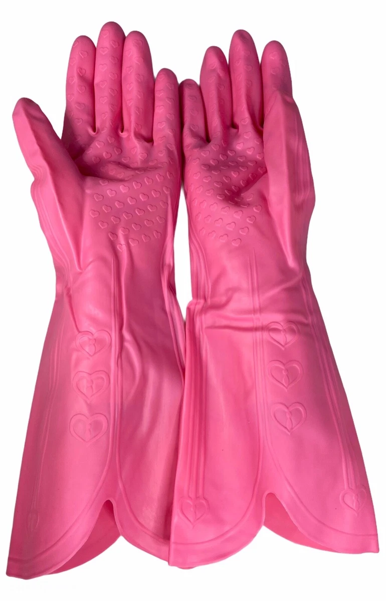 HEAVY Duty Rubber washing up gloves BLACK Heart medium 32cm long MARIGOLD STYLE