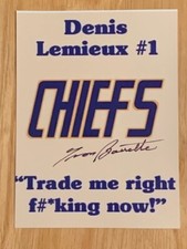 SLAP SHOT YVON BARRETTE SIGNED TRADE ME RIGHT F#@*ING NOW CHIEFS DENIS LEMIUEX 4