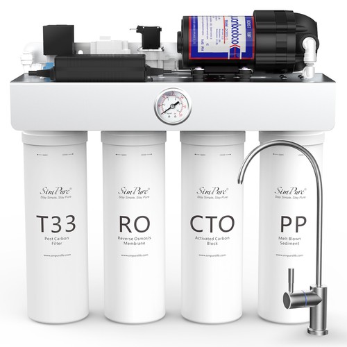 T1400 GPD 8 Stage UV Reverse Osmosis RO Tankless Water Filter System
