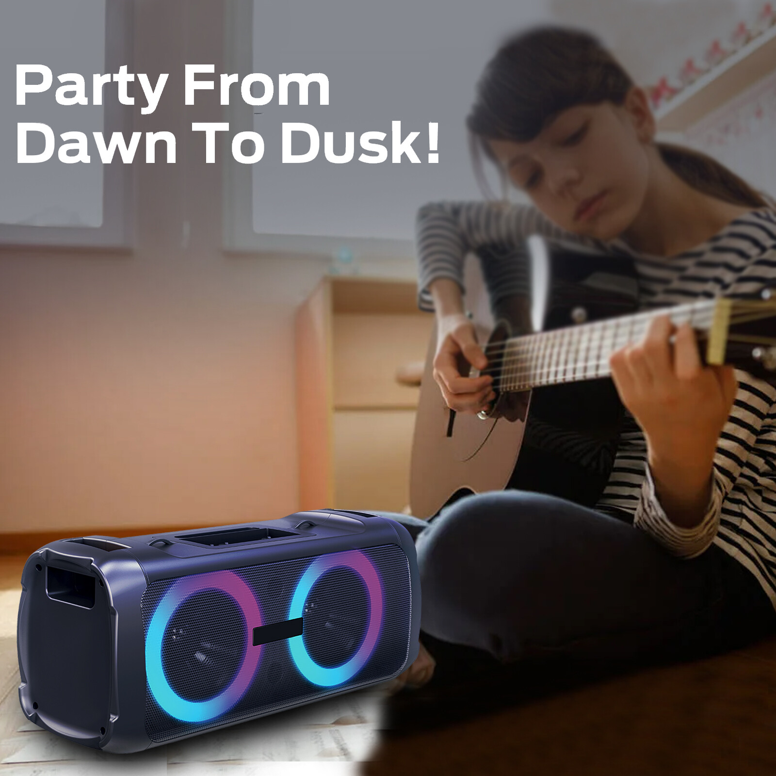 Loud Portable Bluetooth Speaker Dual Sub woofer Party Heavy Bass Sound System