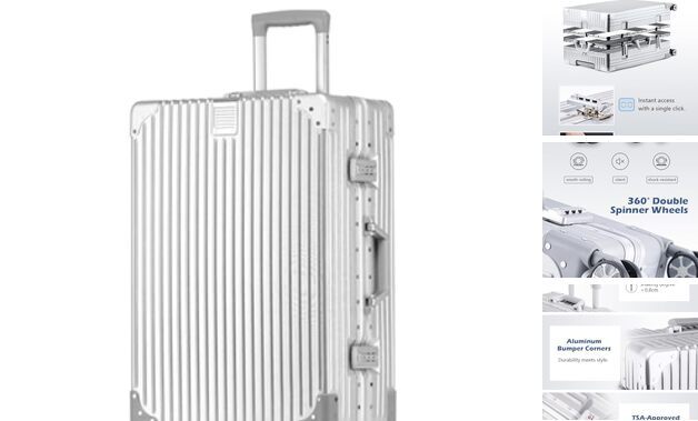 HotWay Carry On Luggage with Aluminum Carry on 20inch Silver (PC+Aluminum)
