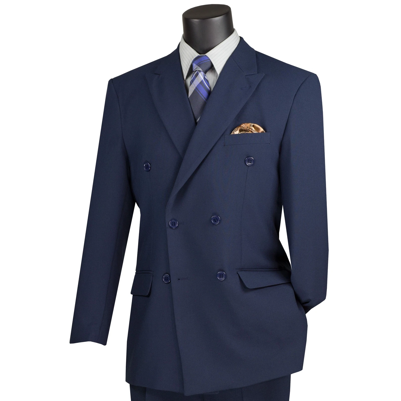 LUCCI Men's Navy Blue Double Breasted Classic Fit Poplin Polyester Suit - NEW
Opens in a new window
